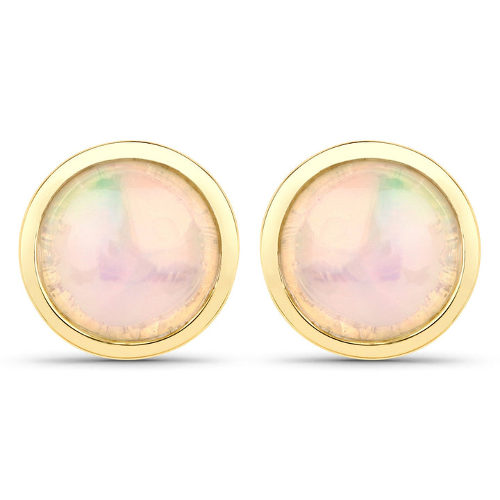 1.00 Carat Genuine Ethiopian Opal .925 Sterling Silver Earrings
