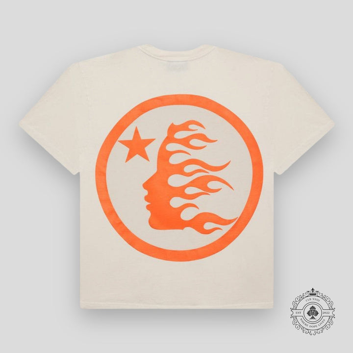 Hellstar Sport Logo Gel T-shirt in Cream / Orange