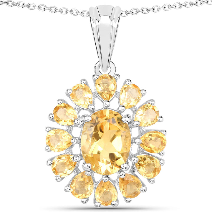 12.24 Carat Genuine Citrine and White Topaz .925 Sterling Silver 3 Piece Jewelry Set (Ring, Earrings, and Pendant w/ Chain)