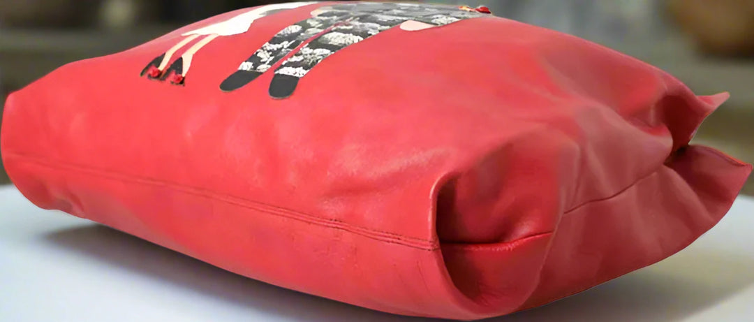 Dolce & Gabbana RED LEATHER #DGFAMILY PATCH SHOPPING TOTE BAG
