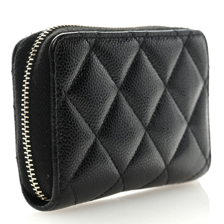Chanel  Caviar Quilted Multi Chain CC Zip Coin Purse Black