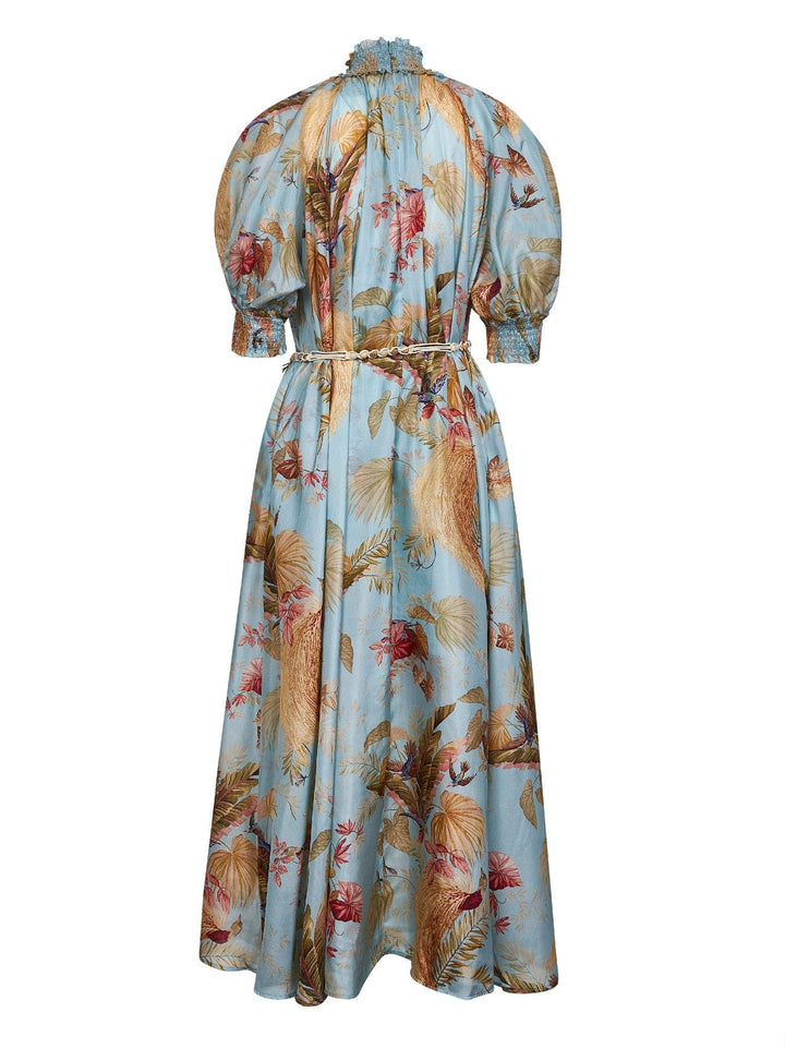 Zimmermann Women Aqua Palm Floral Habotai Silk Ascension Maxi Dress