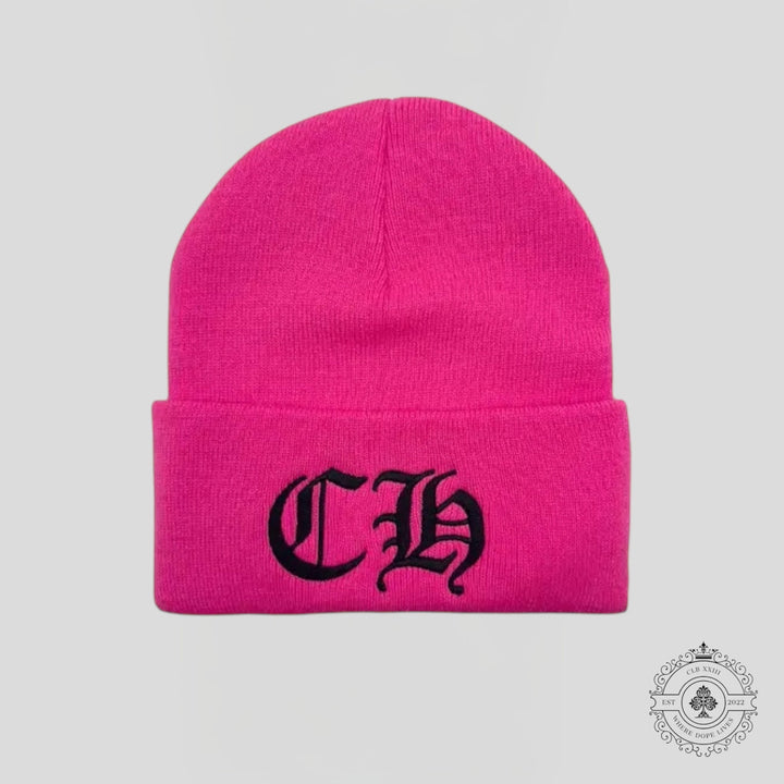 Chrome Hearts CH Logo Embroidered Beanie in Hot Pink