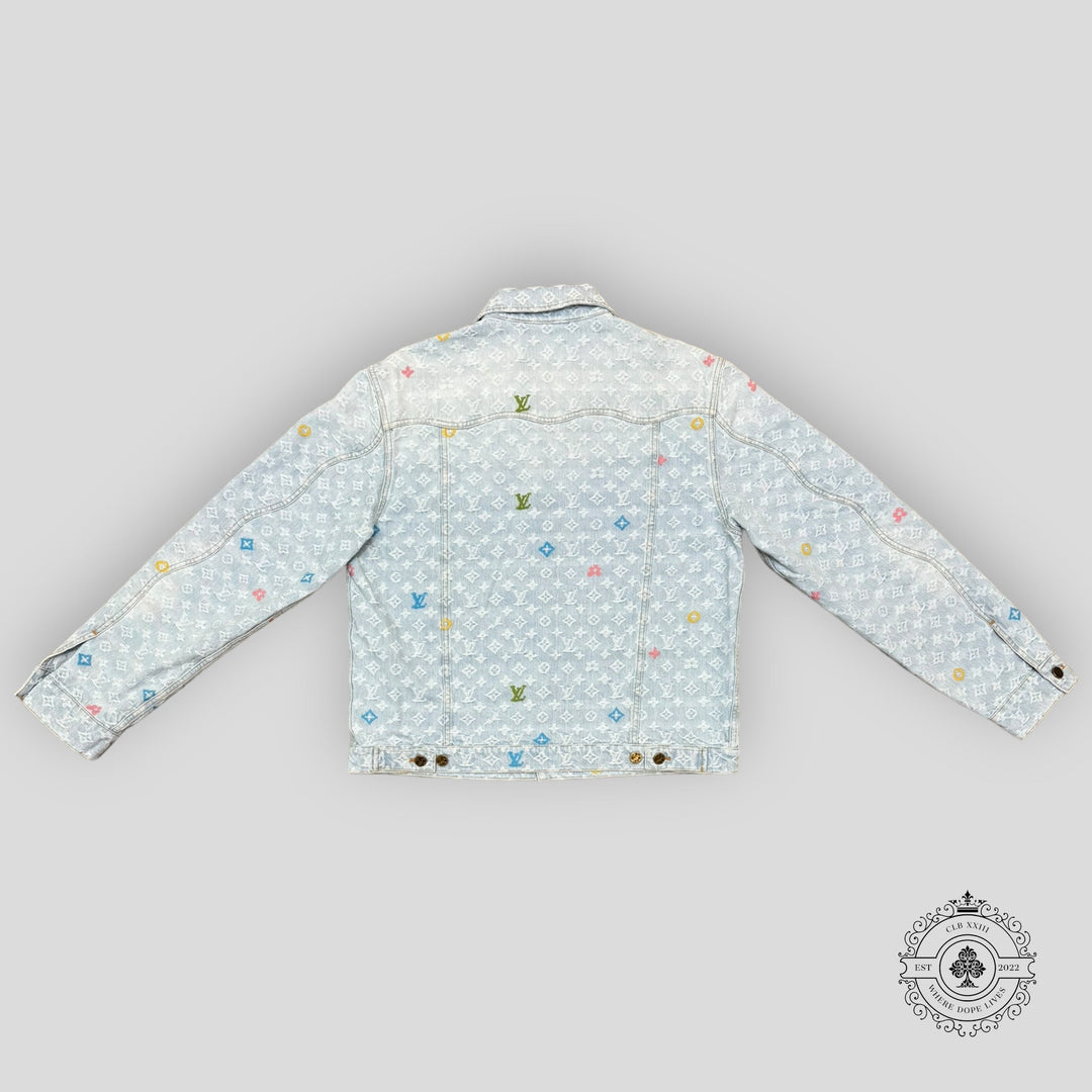 Louis Vuitton Monogram Denim Jacket in Light Wash/Multicolor