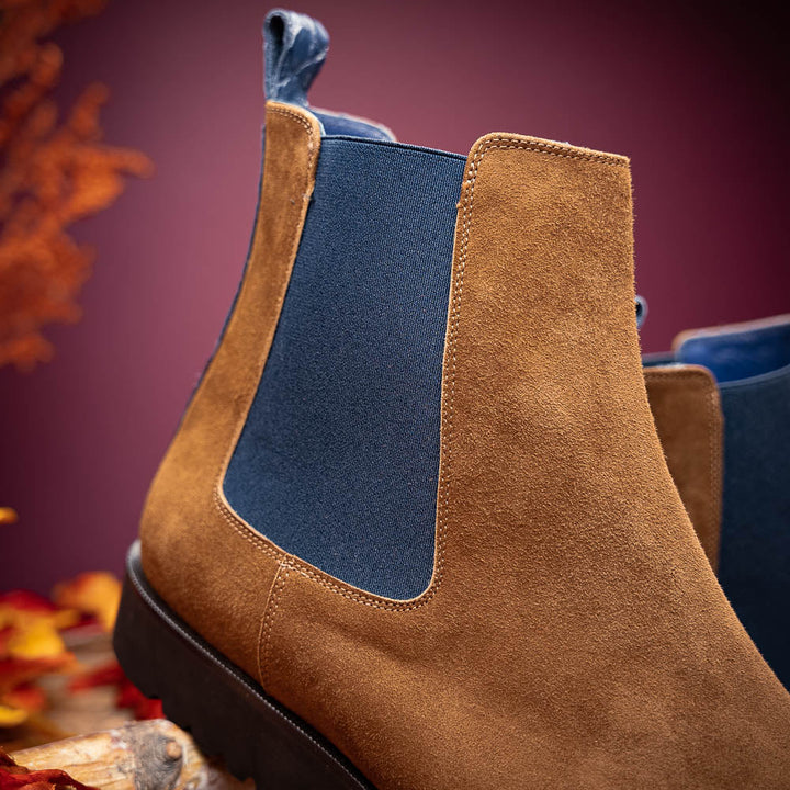 46-210-CGN GIANNA Suede Chelsea Boot, Cognac