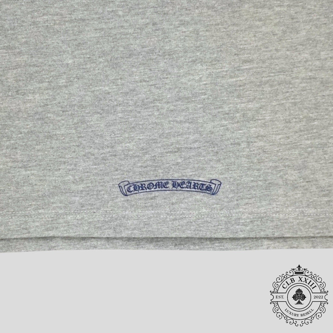 Chrome Hearts Triple Cross Flocked Long Sleeve in Grey