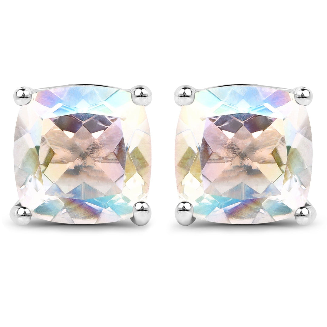 4.20cttw Crystal Rainbow Mystic Quartz .925 Sterling Silver Earrings