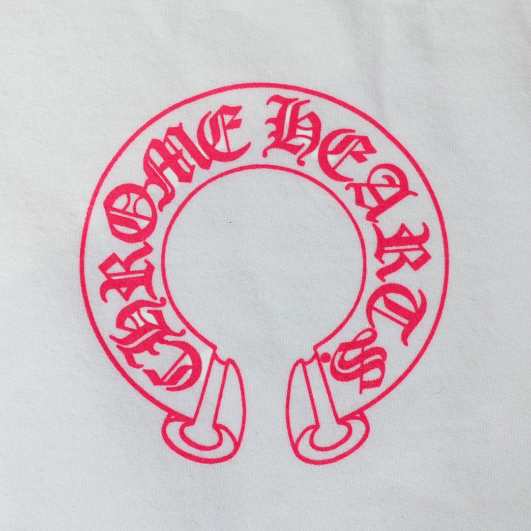 Chrome Hearts Horseshoe Logo Hoodie in White/Pink