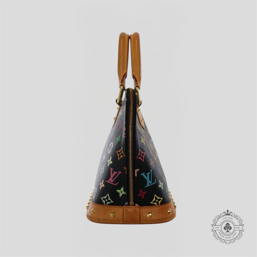 Louis Vuitton x Takashi Murakami Alma PM Monogram Handbag in Black