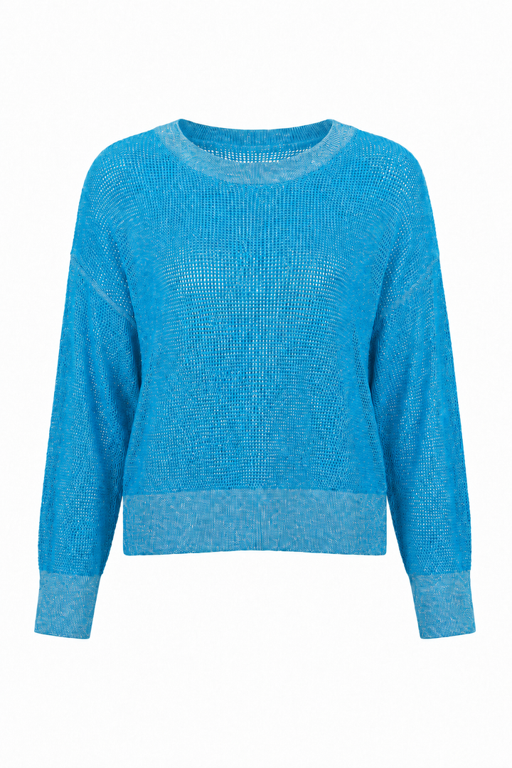 Pima Cotton Metallic Mini Seed Stitch - Capri/Silver