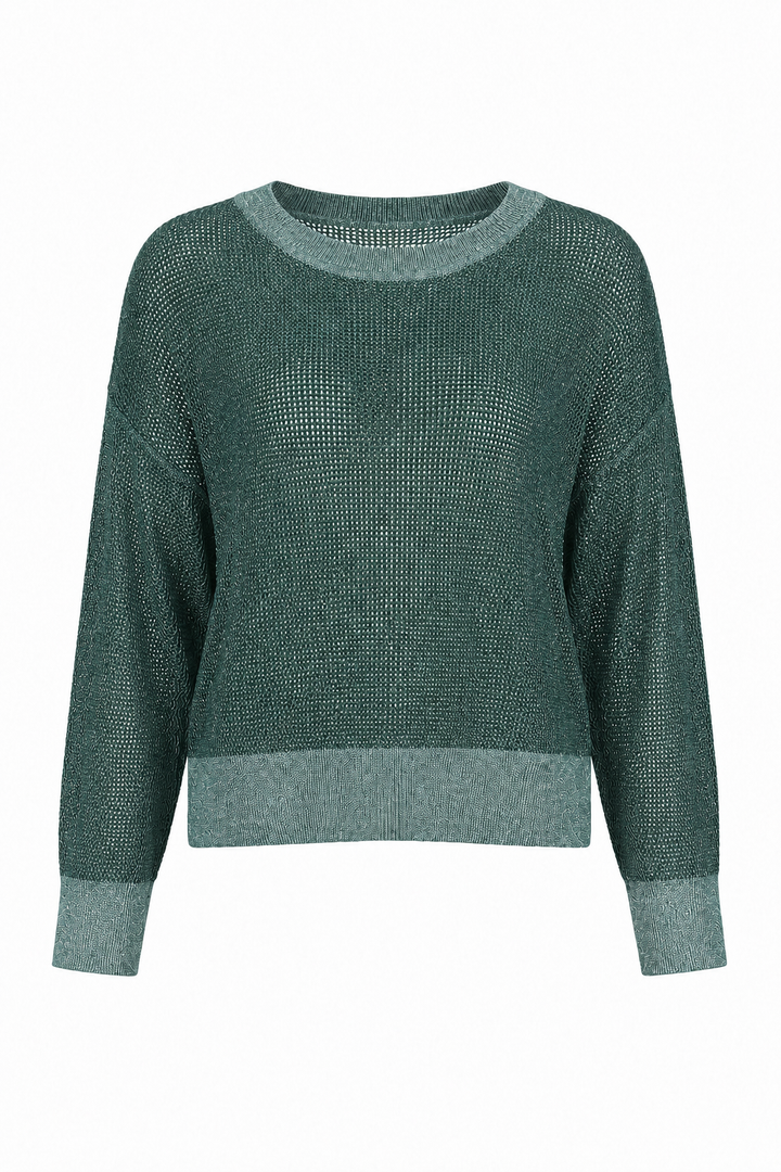 Pima Cotton Metallic Mini Seed Stitch - Evergreen/Silver