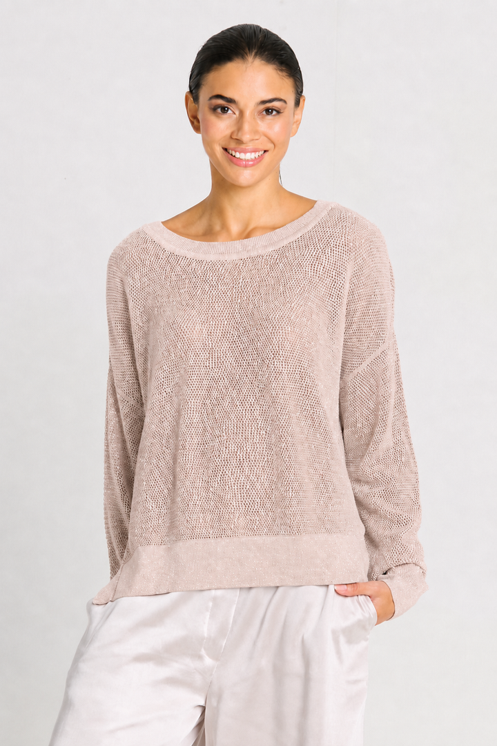 Pima Cotton Metallic Mini Seed Stitch - Blush/Silver