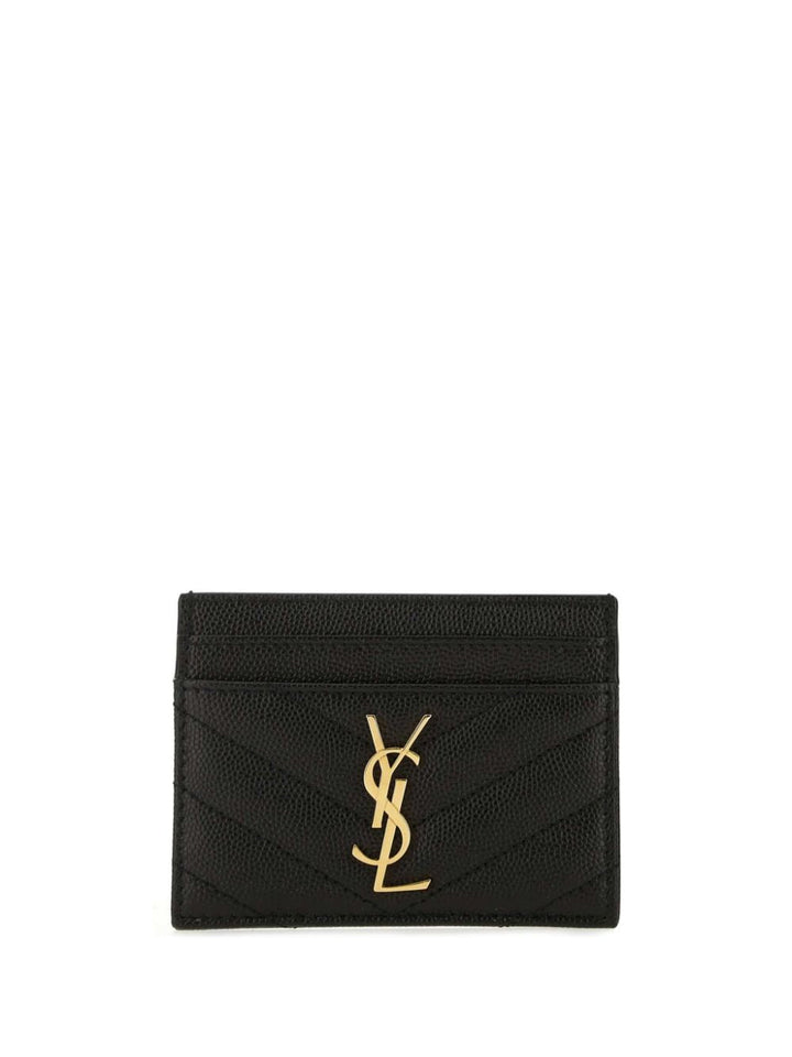 Saint Laurent Women Cassandre Matelassé Card Case In Grain De Poudre Leather