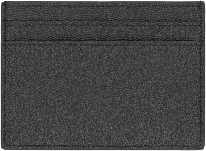 SAINT LAURENT Mini Leather Card Holder with Logo Detail