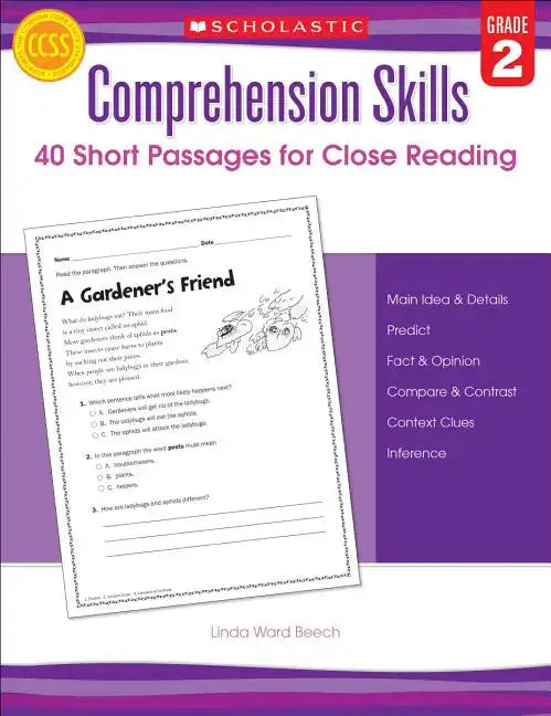 Comprehension Skills: 40 Short Passages for Close Reading: Grade 2 - Paperback