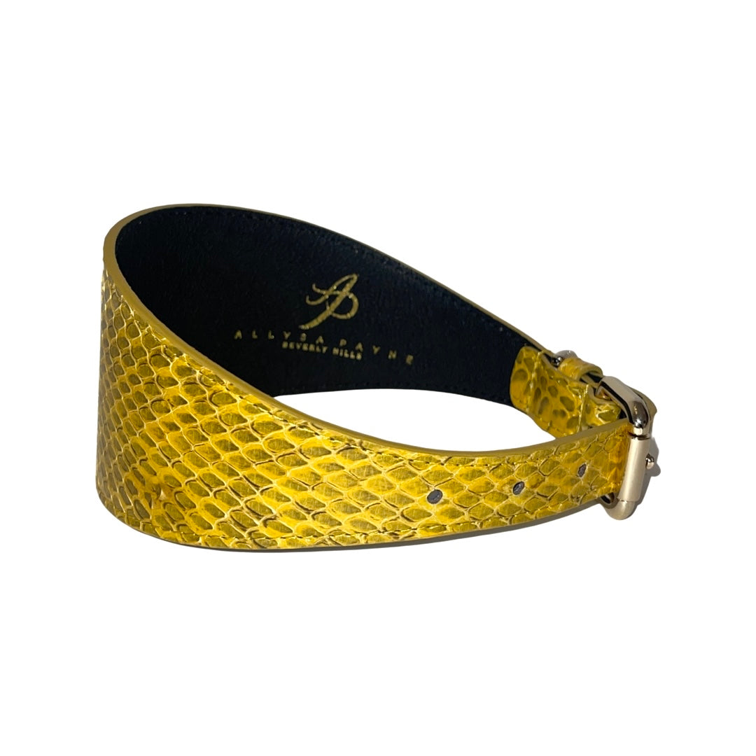 Mustard Yellow &amp; Black Snake 3” Wide Style Collar
