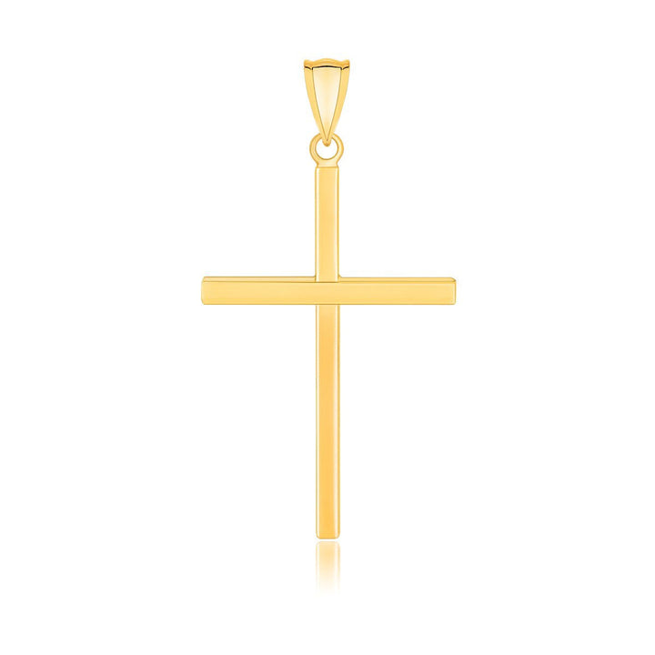 14k Yellow Gold Polished Flat Cross Pendant
