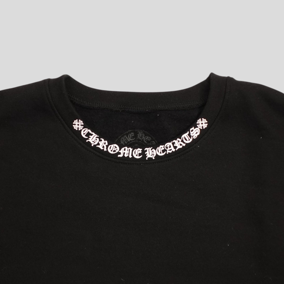 CHROME HEARTS NECK LOGO CREWNECK SWEATSHIRT - BLACK
