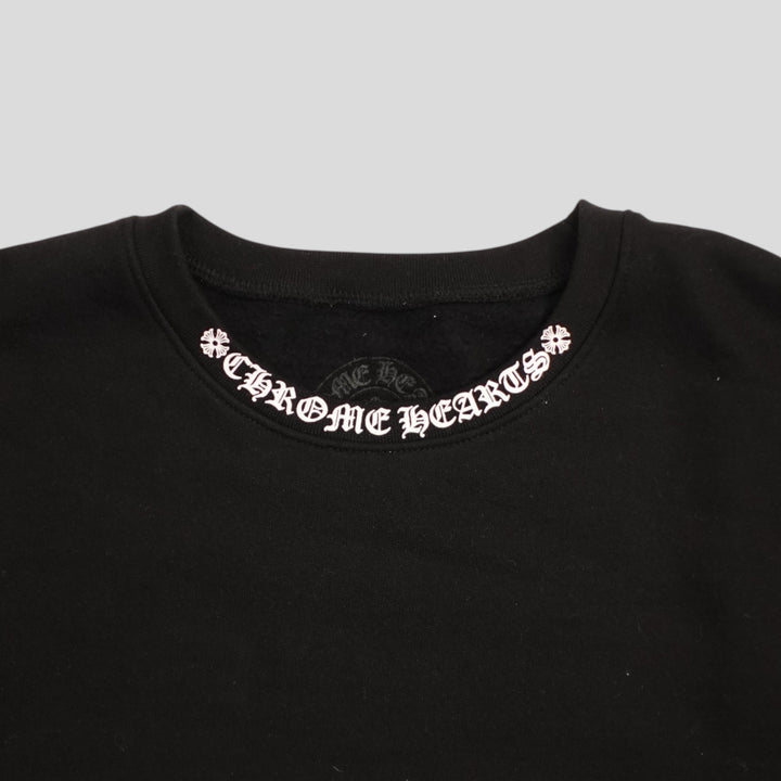 CHROME HEARTS NECK LOGO CREWNECK SWEATSHIRT - BLACK
