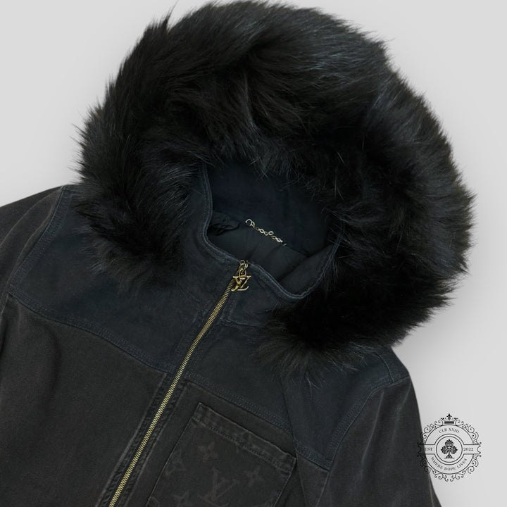 Louis Vuitton Denim Blouson With Fur Hood