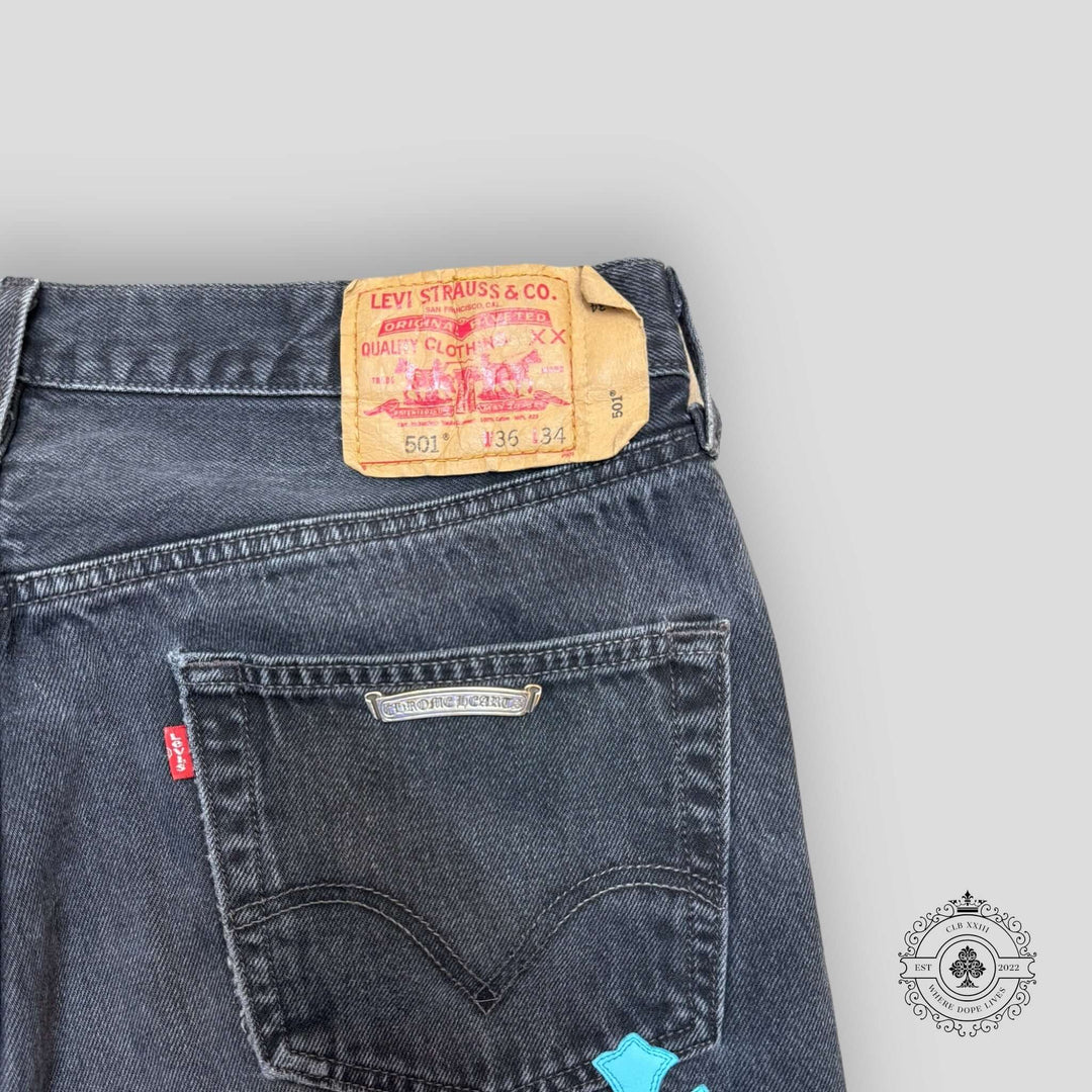 Chrome Hearts Blue Cross Patch Jeans