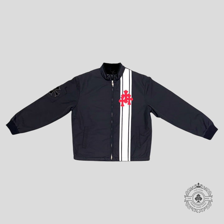 Chrome Hearts Faux Fur Lined Cemetery Patch Racing Jacket