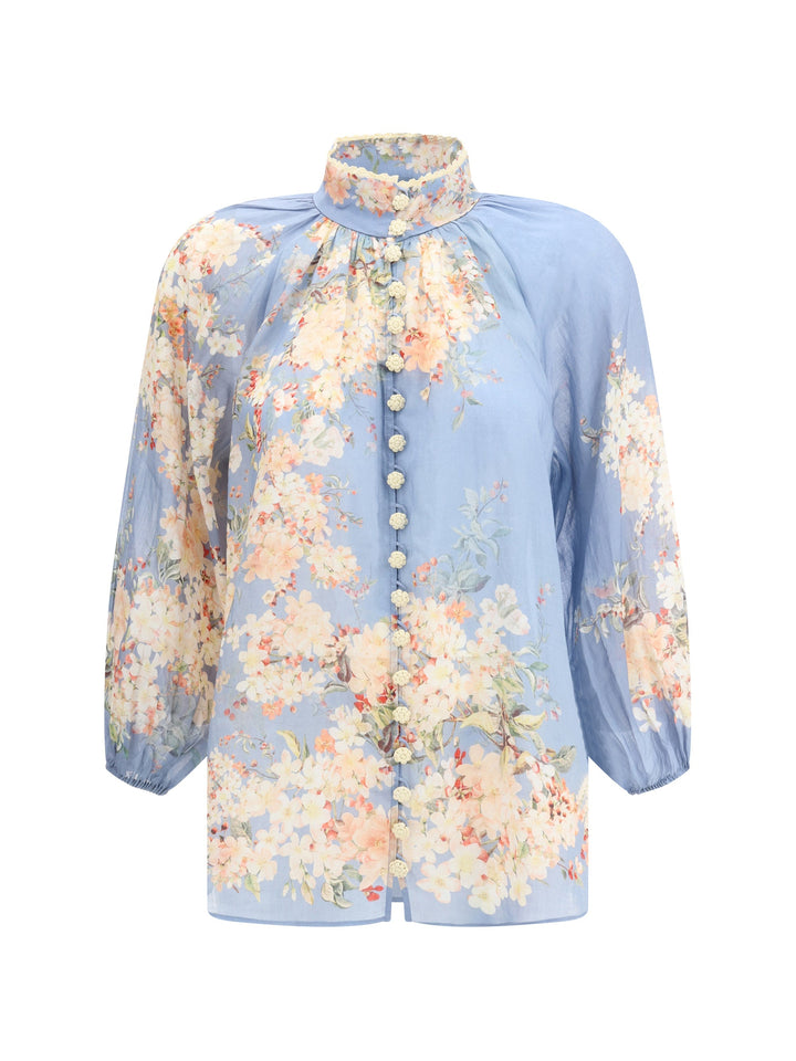 Zimmermann Women Cascadian Blouse With Puff Sleeves