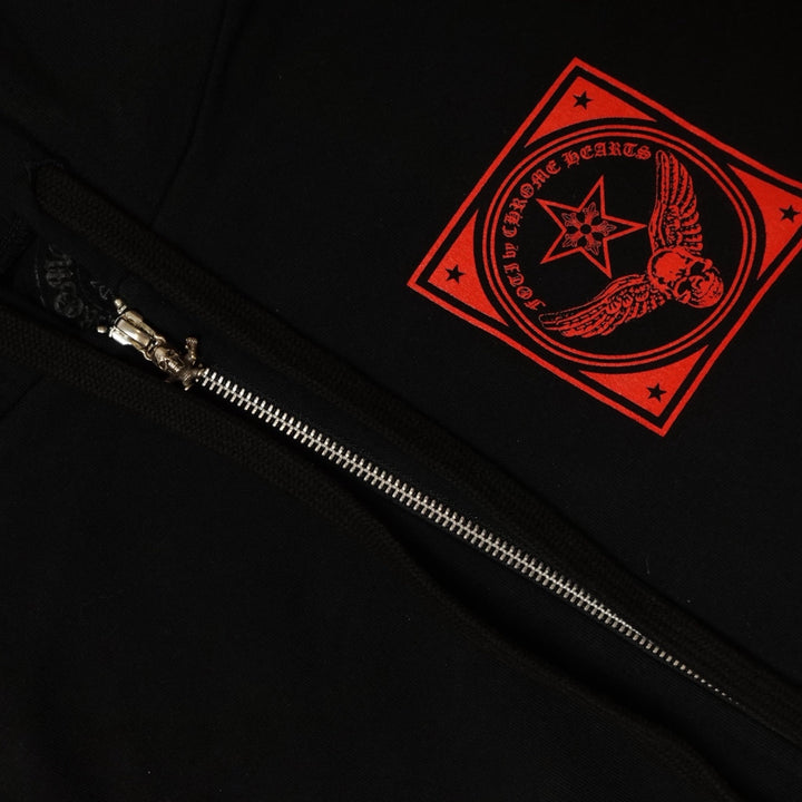 Chrome Hearts Foti Zip Up Hoodie in Black/Red