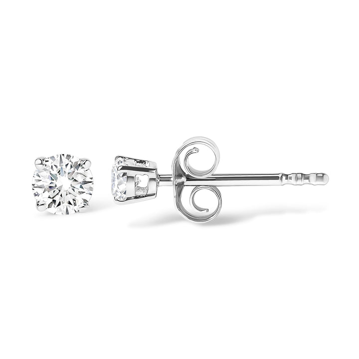 14K White Gold 5/8 Cttw Round Brilliant-Cut Lab Grown Diamond Classic 4-Prong Push back Stud Earrings (F-G Color, VS1-VS2 Clarity)