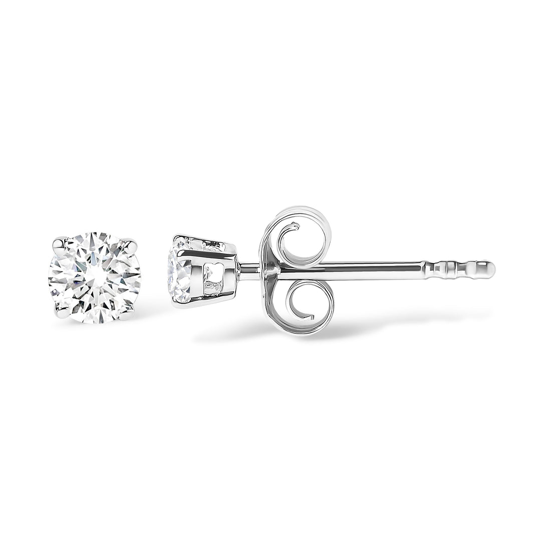 .925 Sterling Silver 1/5 Cttw Round Lab Grown Diamond Classic 4-Prong Solitaire Stud Earrings (F-G Color, VS1-VS2 Clarity)