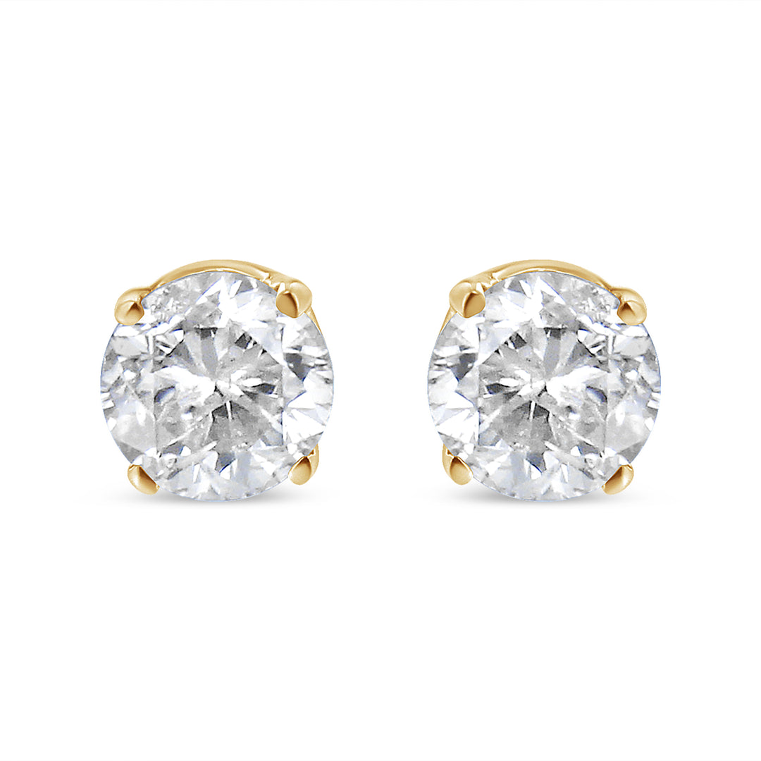 14K Yellow Gold 1/2 Cttw Round-Cut Diamond Solitaire Stud Earrings (O-P Color, SI2-I1 Clarity)