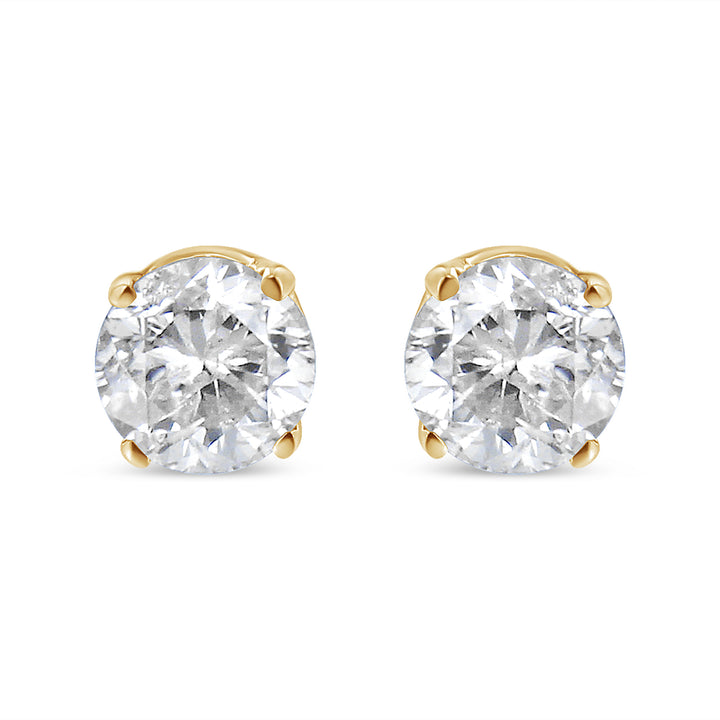 14K Yellow Gold 1/2 Cttw Round-Cut Diamond Solitaire Stud Earrings (O-P Color, SI2-I1 Clarity)
