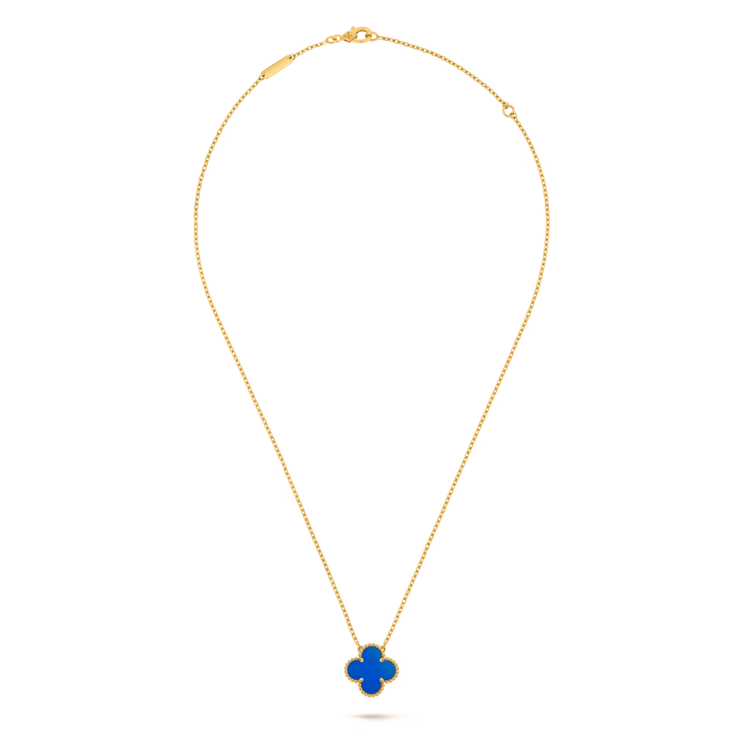 Van Cleef & Arpels Vintage Alhambra pendant 18K yellow gold, Agate in blue.