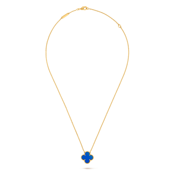 Van Cleef & Arpels Vintage Alhambra pendant 18K yellow gold, Agate in blue.