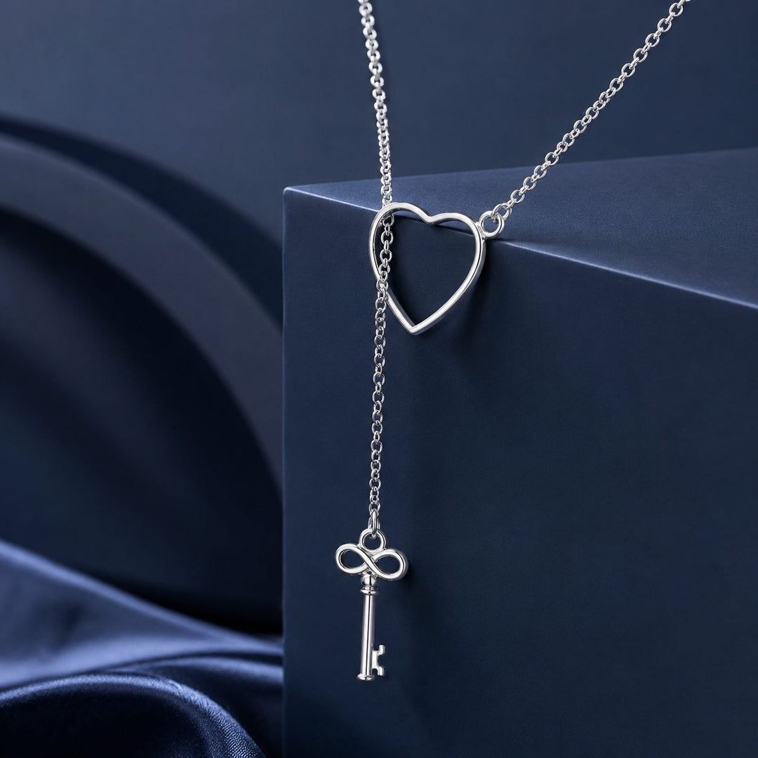 925 Sterling Silver Necklace 55cm with Heart Pendant for Women