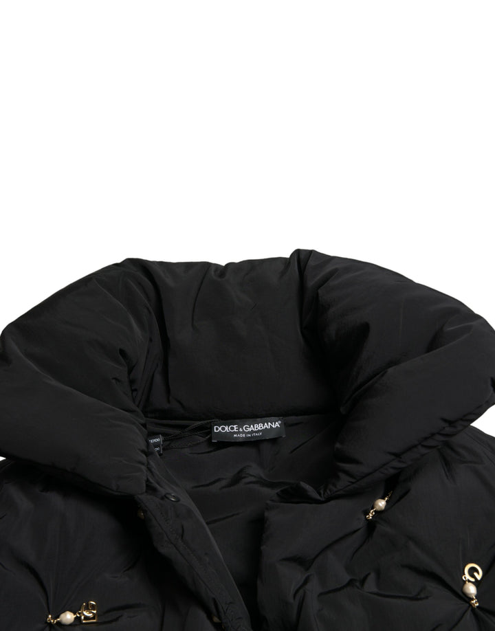 DOLCE & GABBANA Elegant Quilted Jacket with Pearl Embellishment