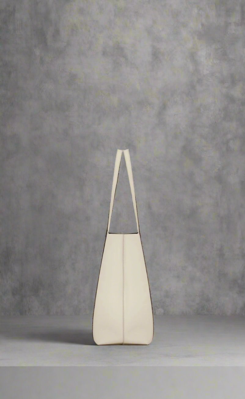 SAINT LAURENT White Calf Leather Tote Shoulder Bag