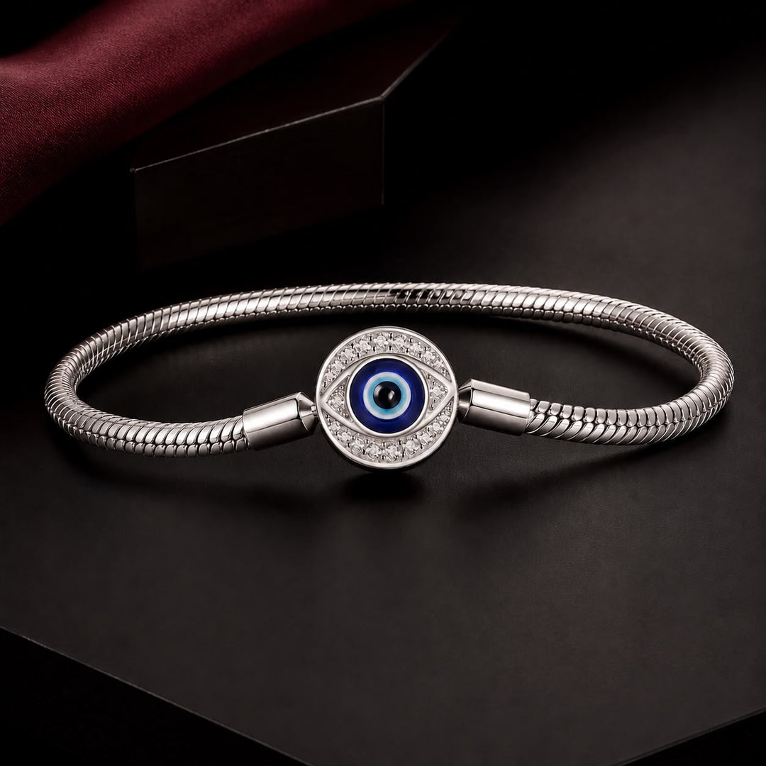 925 Sterling Silver Bracelet with CZ &amp; Resin, Size 17.0