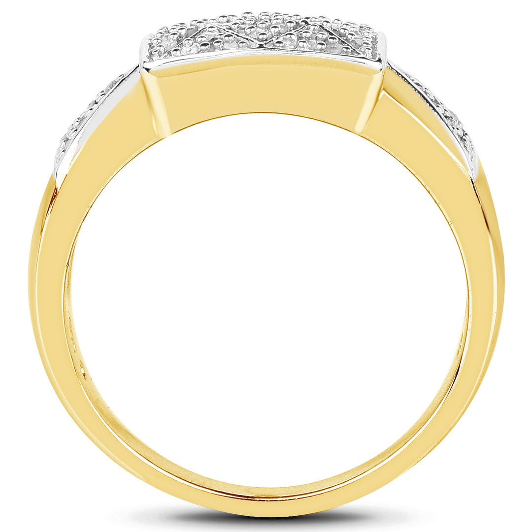 14K Yellow Gold Plated 0.21 Carat Genuine White Diamond .925 Sterling Silver Ring