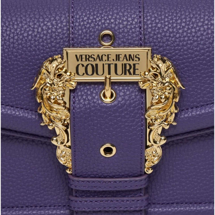 Purple Versace Jeans Couture handbag with gold emblem