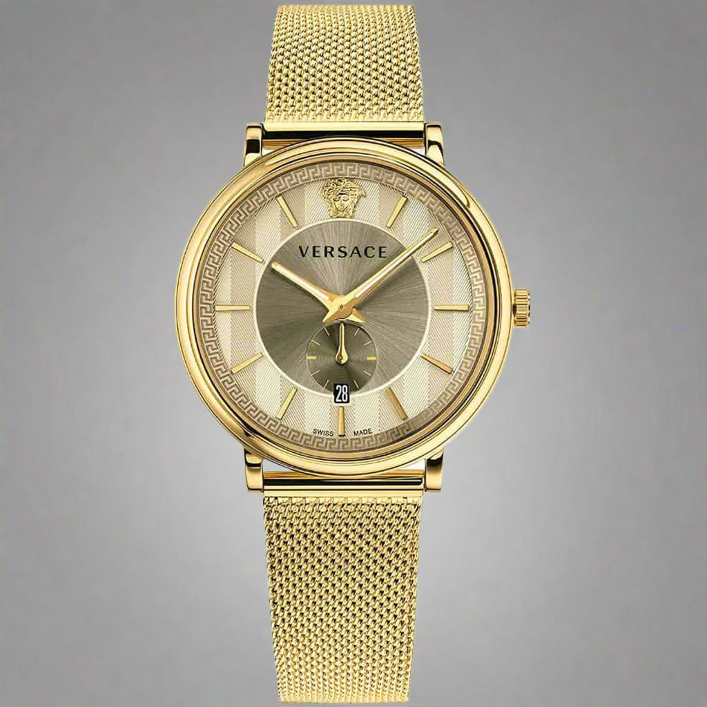 Versace men's gold tone day date analog Medusa series Watch