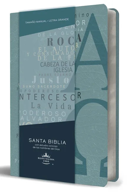 Biblia Rvr 1960 Letra Grande Tamaño Manual, Simil Piel Azul Alpha Omega Con Nombres de Dios / Spanish Bible Rvr 1960 Handy Size Large Print Leathersof - Paperback