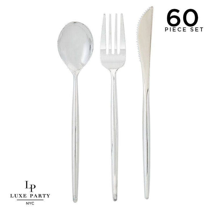 Matrix Silver Plastic Cutlery Set | 60 Pieces