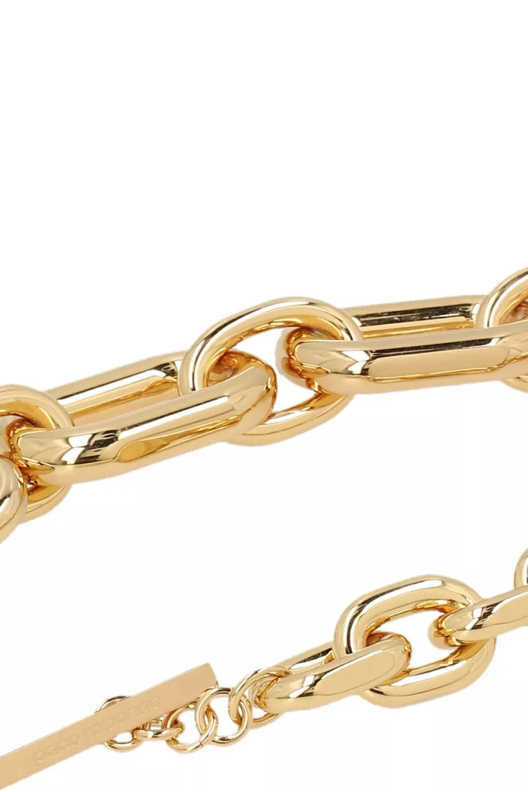 Gold chain bracelet on a white background