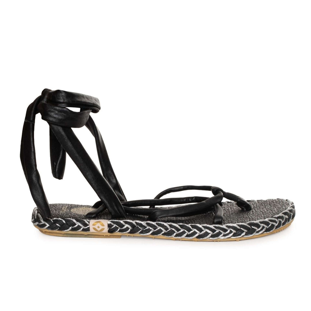 Nalho women's black fabric open toe strap  Sandals