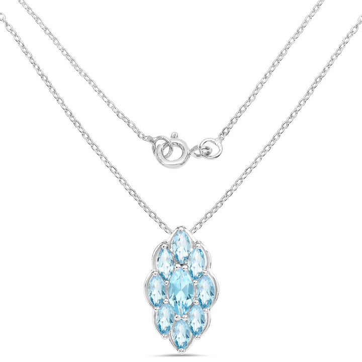 4.77 Carat Genuine Swiss Blue Topaz .925 Sterling Silver Pendant