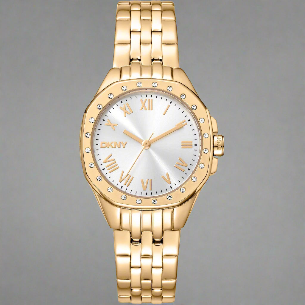 DKNY women's silver dial gold tone roman numeral Watches