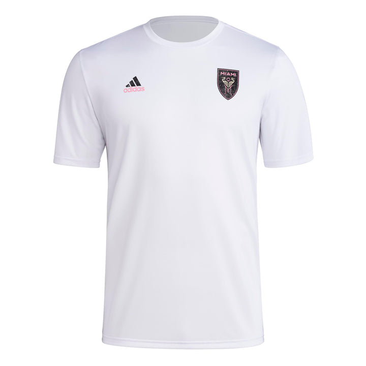 adidas Mens CF Short Sleeve Pre-Game T-Shirt White/Club Inter De Futbol Miami Large