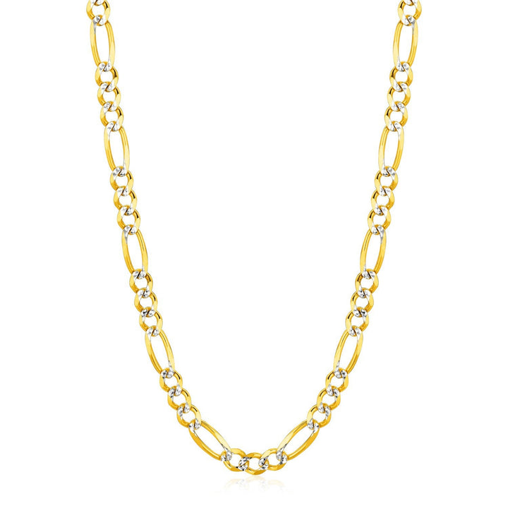 6.0mm 14K Yellow Gold Solid Pave Figaro Chain