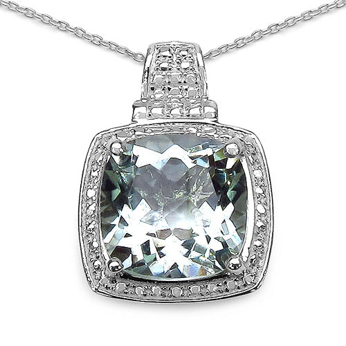 5.50 Carat Genuine Green Amethyst .925 Sterling Silver Pendant